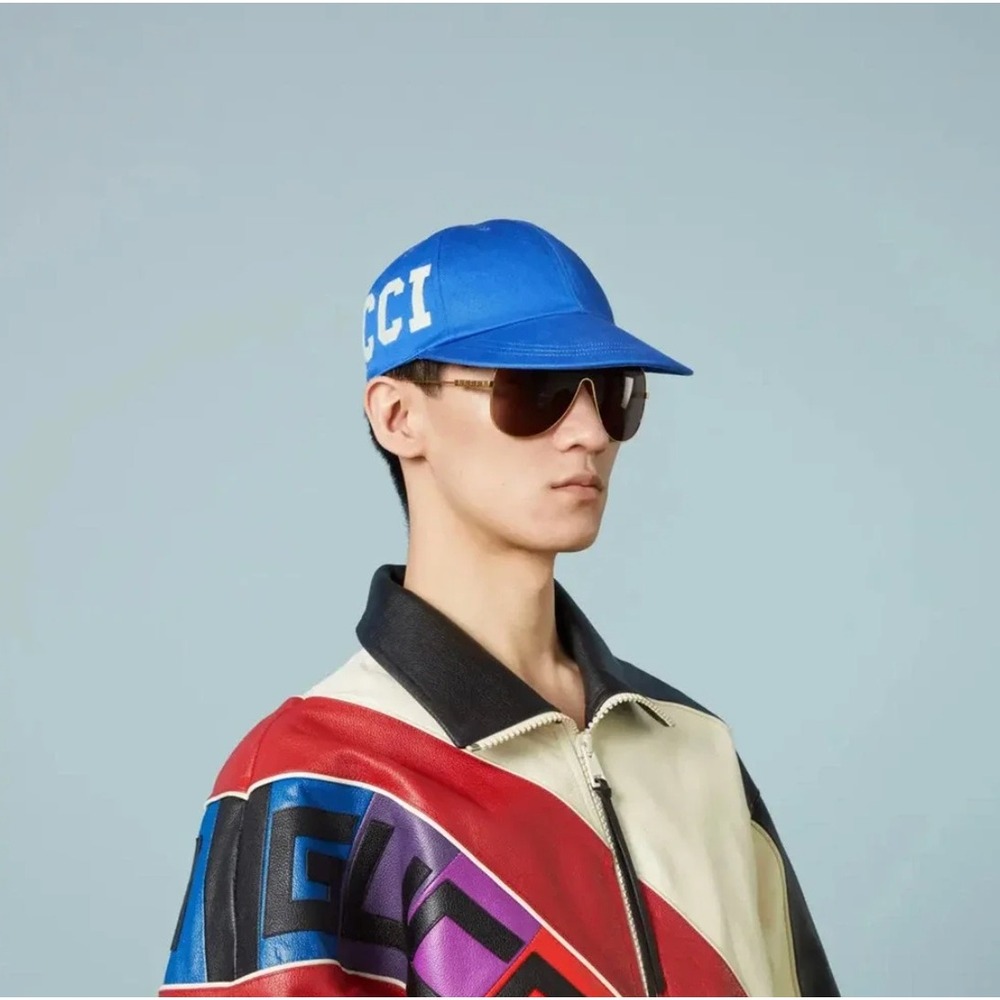 Gucci Logo 25 Baseball Cap Hat Size S 57cm Cotton Drill Blue NEW WITH TAGS!